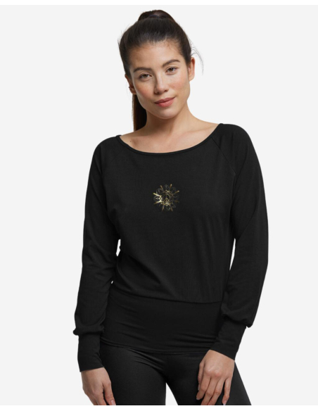 T-shirt de yoga manches longues - Atman peace - Noir