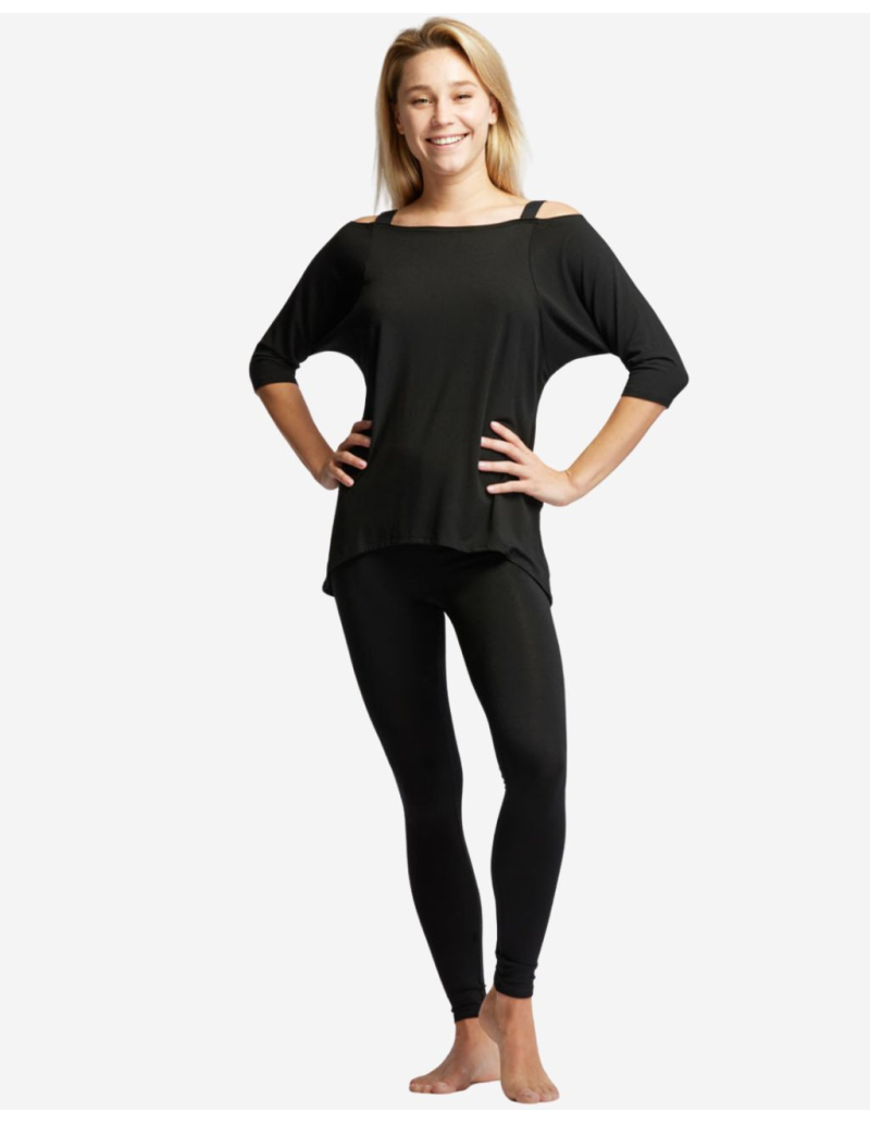 Top chauve-souris manches 3/4 - Noir