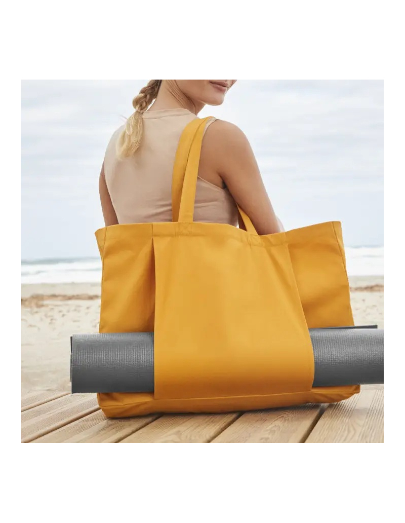 Sac à tapis de yoga jaune style cabas