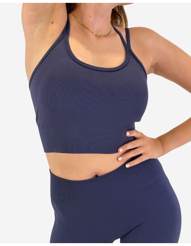 Brassière de yoga - bleu marine - dos croisé